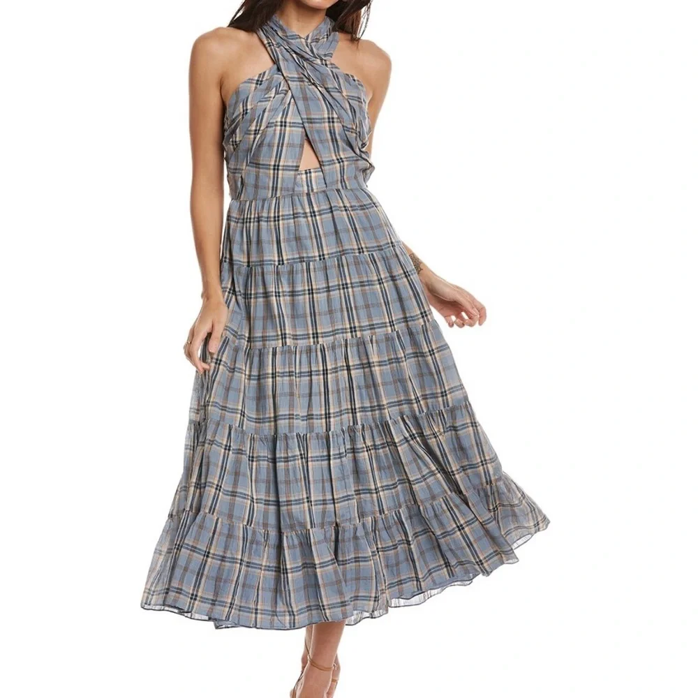 Plaid Halter Maxi Dress by Ulla Johnson - Picture 1 of 2